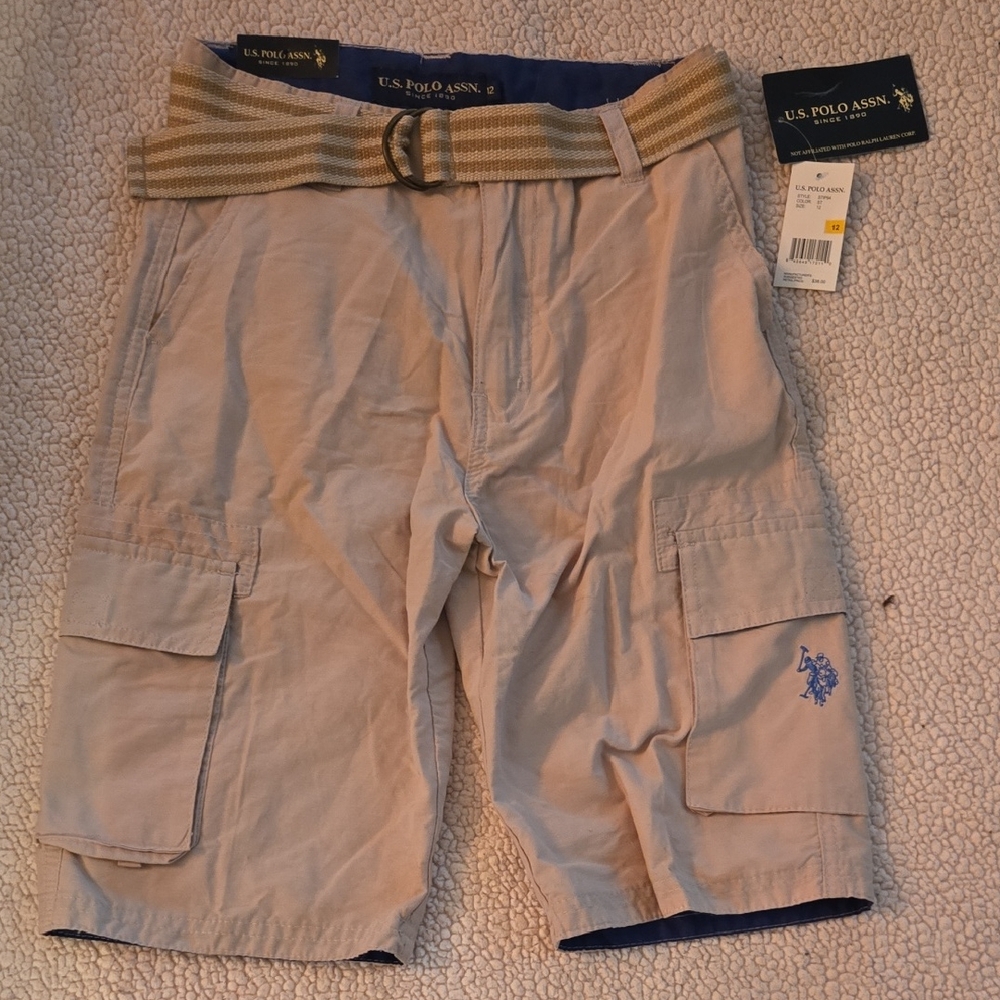 U.S. Polo Assn. Men's Beige Cargo Shorts with Belt